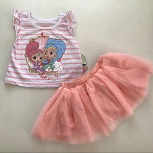 Nickelodeon shimmer and shine cute tutu skirt set